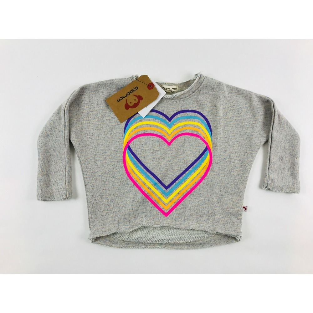 Appaman Top Girls Size 2T Crew Neck Long Sleeve Hears Rainbow Sparkle Print NWT!